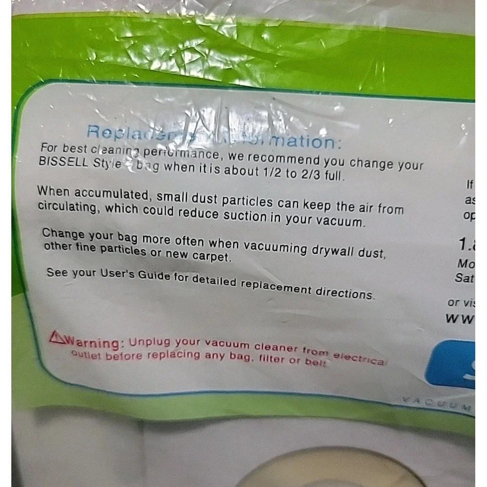 Bissell Style 7 3 Pack Vacuum Cleaner Bags, White, 3 Count